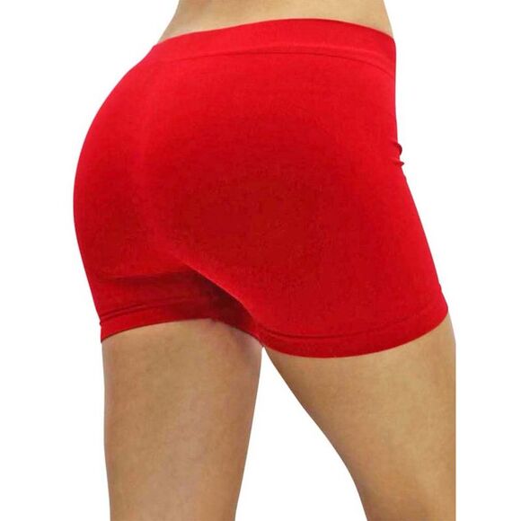 Red Stretchy 10" Seamless Yoga Shorts - Picture 8 of 8